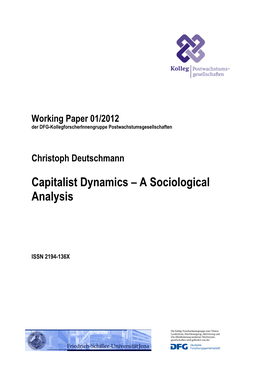 Capitalist Dynamics – a Sociological Analysis