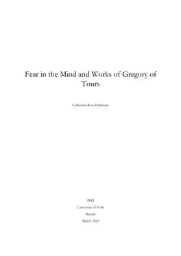 Fear in the Mind and Works of Gregory of Tours