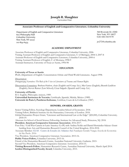 Joseph Slaughter CV