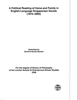 A Political Reading of Home and Family in English-Language Singaporean Novels (1972-2002)