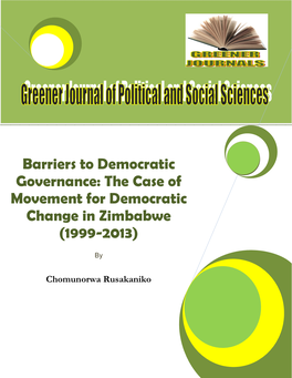 Barriers to Democratic Governance: the Case of Movement for Democratic Change in Zimbabwe (1999-2013)