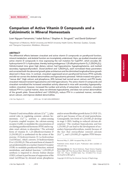 Comparison of Active Vitamin D Compounds and a Calcimimetic in Mineral Homeostasis