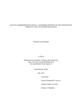 Banana [Mis]Representations: a Gendered History of the United Fruit Company and Las Mujeres Bananeras