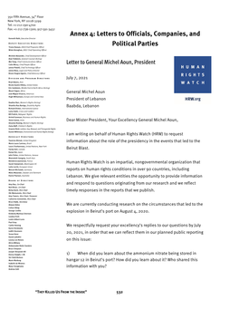 Annex 4: Letters to Officials, Companies, and Political Parties