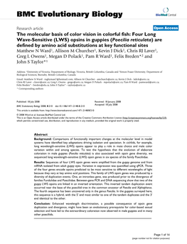 BMC Evolutionary Biology Biomed Central