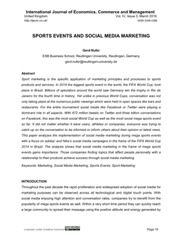 Sports Events and Social Media Marketing