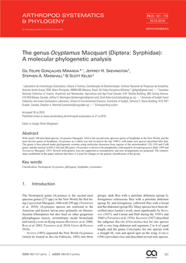 The Genus Ocyptamus Macquart (Diptera: Syrphidae): a Molecular Phylogenetic Analysis