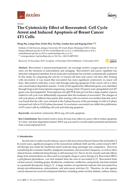 The Cytotoxicity Effect of Resveratrol: Cell Cycle Arrest and Induced