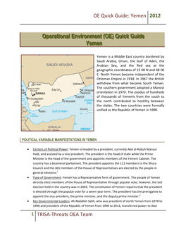 Operational Environment (OE) Quick Guide Yemen