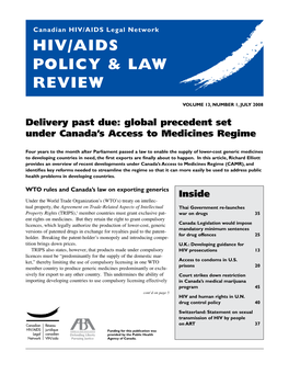 HIV/AIDS Policy & Law Review 13(1) — July 2008