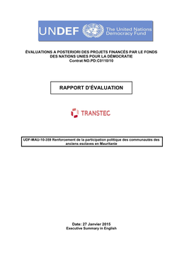 Annex 5: Evaluation Report Standard Format