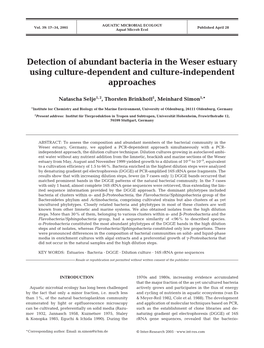 Detection of Abundant Bacteria in the Weser Estuary Using Culture-Dependent and Culture-Independent Approaches