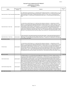 Exhibit 2 Maryland Transit Administration EPC PROJECT SUMMARY of ALL COST ITEMS ENERGY PERFORMANCE CONTRACT DGS PROJECT