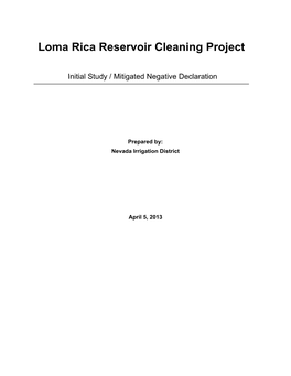 Loma Rica Reservoir Cleaning Project