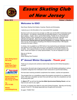 Essex Skating Club of New Jersey Richard J Codey Arena 560 Northfield Avenue, West Orange, NJ 07052