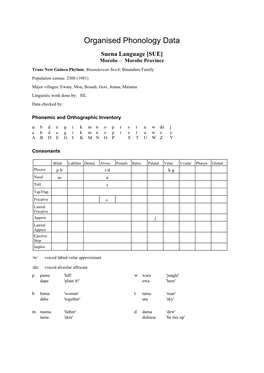 Organised Phonology Data