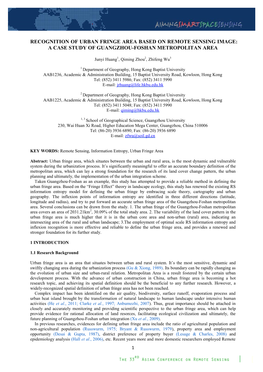 Recognition of Urban Fringe Area Based on Remote Sensing Image: a Case Study of Guangzhou-Foshan Metropolitan Area