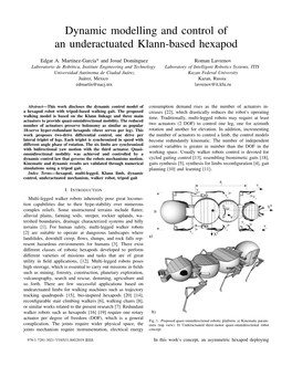 Dynamic Modelling and Control of an Underactuated Klann-Based Hexapod