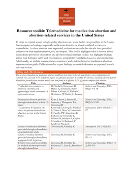 Resource Toolkit: Telemedicine for Medication Abortion and Abortion-Related Services in the United States