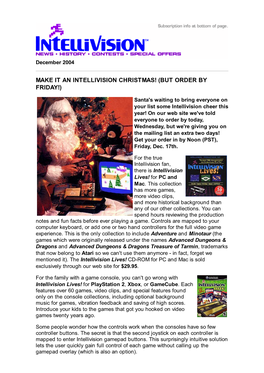 Make It an Intellivision Christmas! (But Order by Friday!)