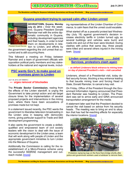 Guyanese Online Newsletter – July 2012