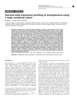 Genome-Wide Expression Profiling of Schizophrenia Using a Large