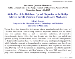 Optical Dispersion As the Bridge Between the Old Quantum Theory and Matrix Mechanics