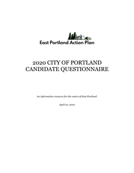 2020 City of Portland Candidate Questionnaire