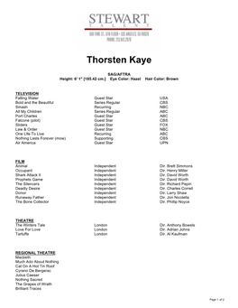 Thorsten Kaye Theatrical Resume