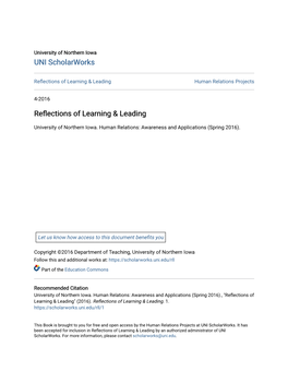 Reflections of Learning & Leading