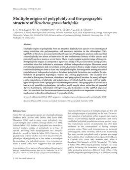 Multiple Origins of Polyploidy and the Geographic Structure of Heuchera Grossulariifolia