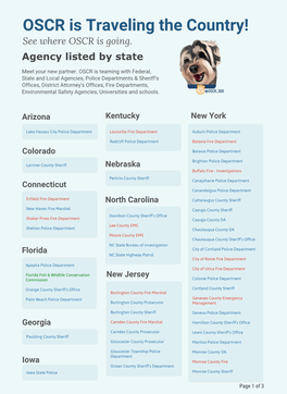 OSCR Is Traveling the Country! See Where OSCR Is Going