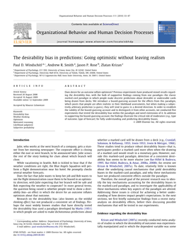 The Desirability Bias in Predictions: Going Optimistic Without Leaving Realism