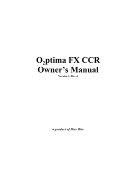 O Ptima FX CCR Owner's Manual