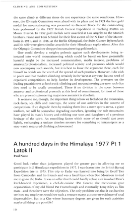 A Hundred Days in the Himalaya 1977 Pt I Latok II Paul