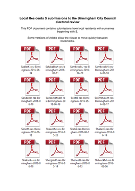 Local Residents S Submissions to the Birmingham City Council Electoral Review