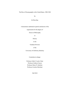 The Rise of Oceanography in the United States, 1900-1940