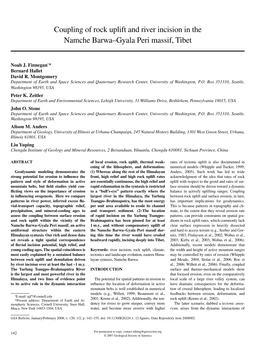 Coupling of Rock Uplift and River Incision in the Namche Barwa–Gyala Peri Massif, Tibet