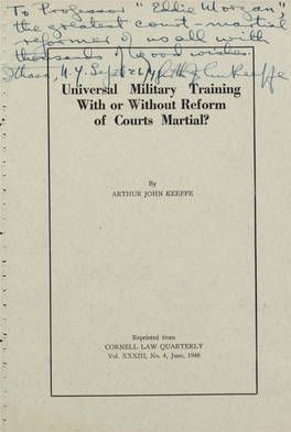 Universal Military Training with Or Without Reform of Courts Martial?