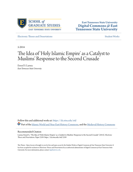 As a Catalyst to Muslims' Response to the Second Crusade