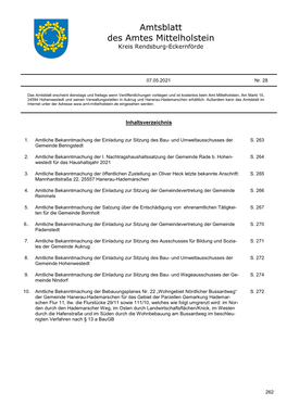 Amtsblatt Des Amtes Mittelholstein Kreis Rendsburg-Eckernförde