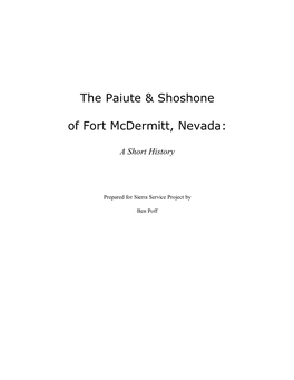 The Paiute & Shoshone of Fort Mcdermitt, Nevada