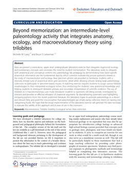 An Intermediate-Level Paleontology Activity That Integrates Anatomy