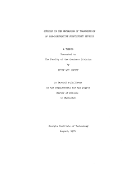 Studies in the Mechanism of Transmission of Non