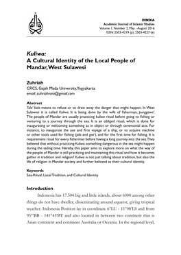 Kuliwa: a Cultural Identity of the Local People of Mandar, West Sulawesi