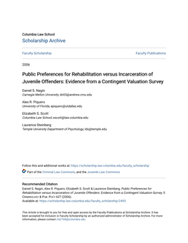 Public Preferences for Rehabilitation Versus Incarceration of Juvenile Offenders: Evidence from a Contingent Valuation Survey