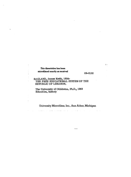 University Microfilms, Inc., Ann Arbor, Michigan the UNIVERSITY of OKLAHOMA