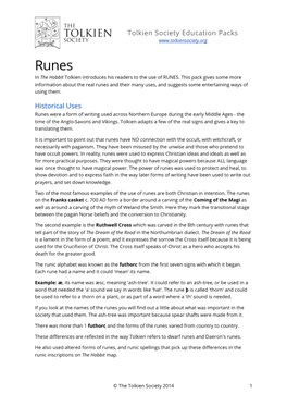 Runes in the Hobbit Tolkien Introduces His Readers to the Use of RUNES
