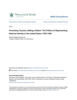 The Politics of Representing National Identity in the United States 1930-1960