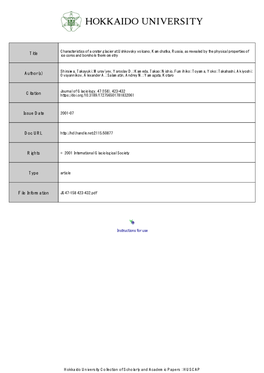 Characteristics of a Crater Glacier at Ushkovsky Volcano, Kamchatka, Russia, As Revealed by the Physical Properties of Title Ice Cores and Borehole Thermometry